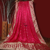 FBDY0002606-Pure Gaji Silk Jacq. Bandhni - Tasneem Fabrics