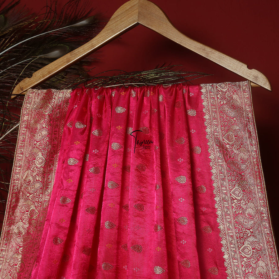 FBDY0002606-Pure Gaji Silk Jacq. Bandhni - Tasneem Fabrics
