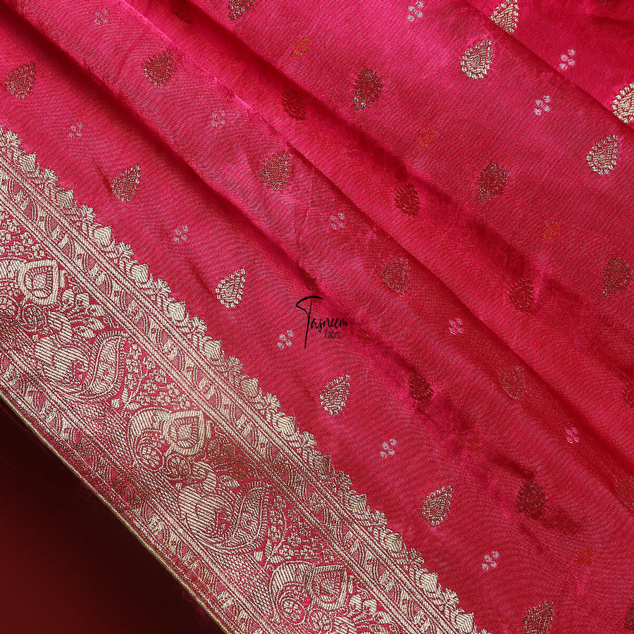 FBDY0002606-Pure Gaji Silk Jacq. Bandhni - Tasneem Fabrics