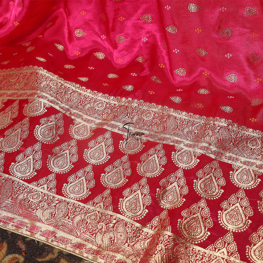 FBDY0002606-Pure Gaji Silk Jacq. Bandhni - Tasneem Fabrics