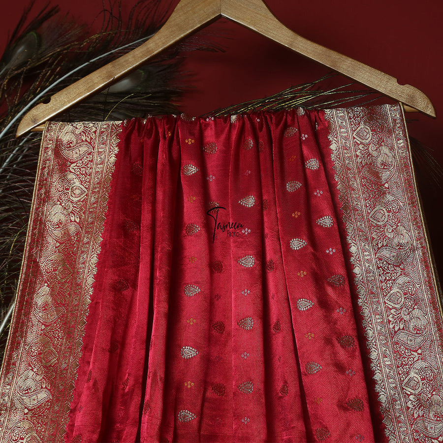 FBDY0002602-Pure Gaji Silk Jacq. Bandhni - Tasneem Fabrics