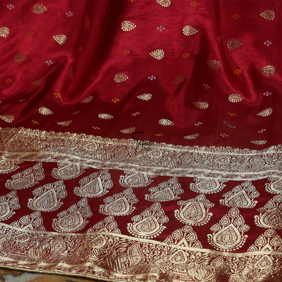 FBDY0002602-Pure Gaji Silk Jacq. Bandhni - Tasneem Fabrics
