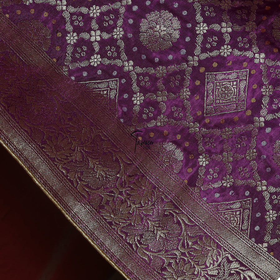 FBDY0002541-Pure Gaji Silk Jacq. Bandhni - Tasneem Fabrics
