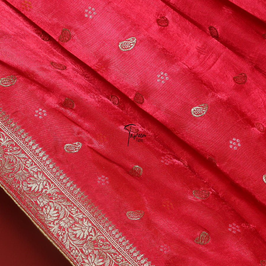 FBDY0002716-Pure Gaji Silk Zari Jacq. Bandhni - Tasneem Fabrics