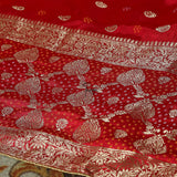 FBDY0002716-Pure Gaji Silk Zari Jacq. Bandhni - Tasneem Fabrics