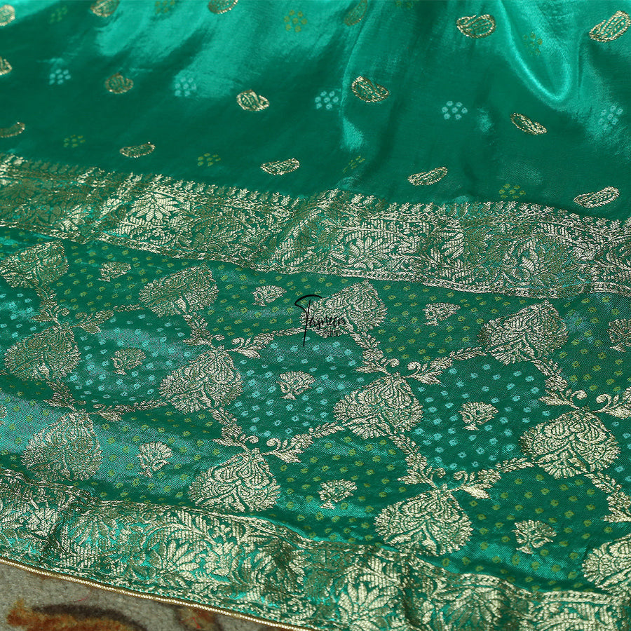FBDY0002378-Pure Gaji Silk Jacq. Bandhni - Tasneem Fabrics