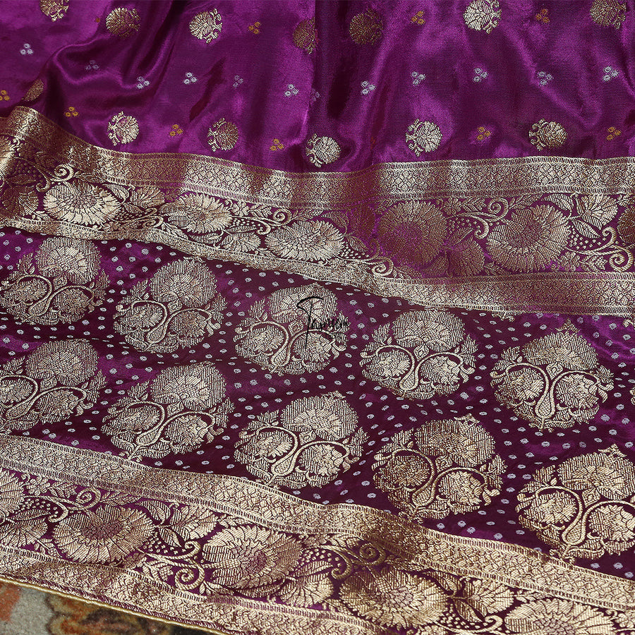 FBDY0002521-Pure Gaji Silk Jacq. Bandhni - Tasneem Fabrics