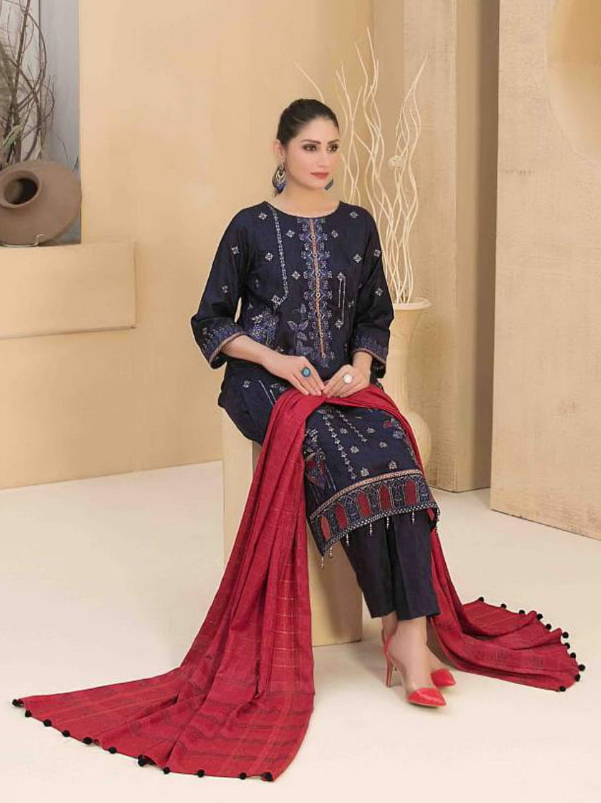 Tawakkal Fabrics Azekha Unstitched Laserkari Jacquard 3Pc Suit D-8054