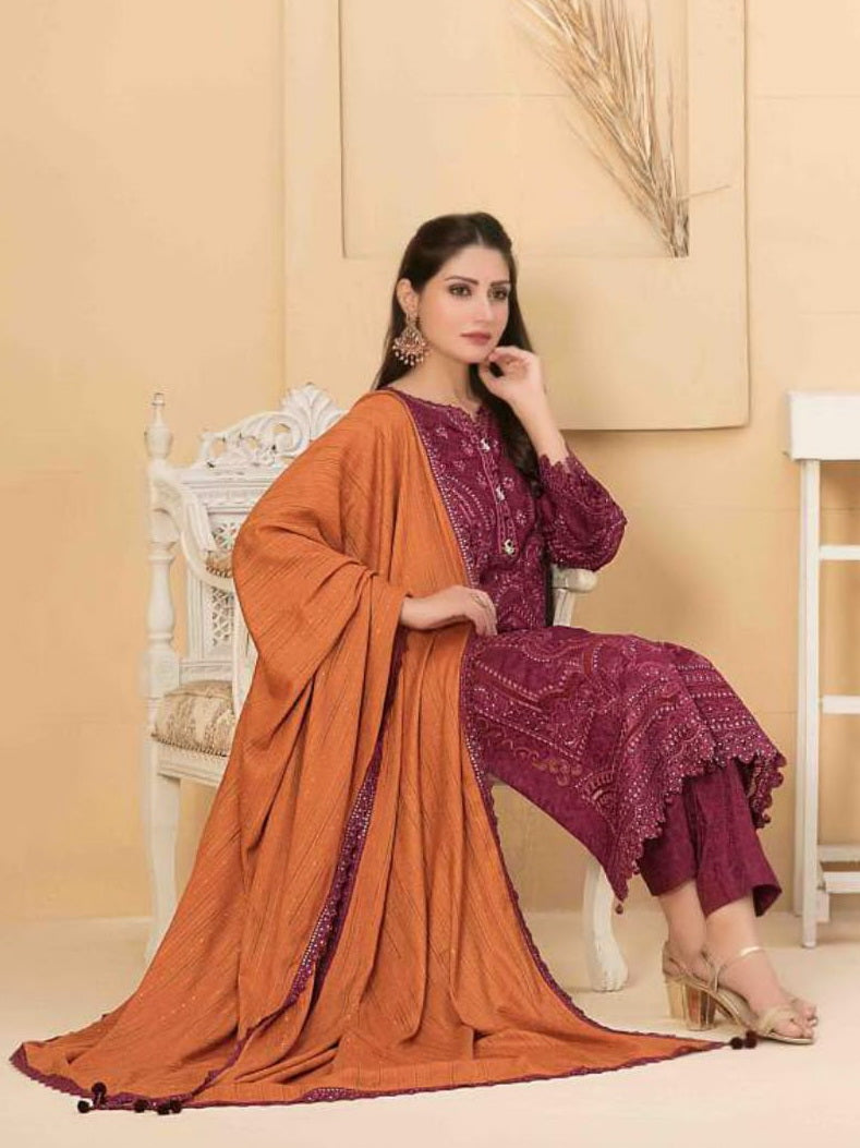 Tawakkal Fabrics Azekha Unstitched Laserkari Jacquard 3Pc Suit D-8056