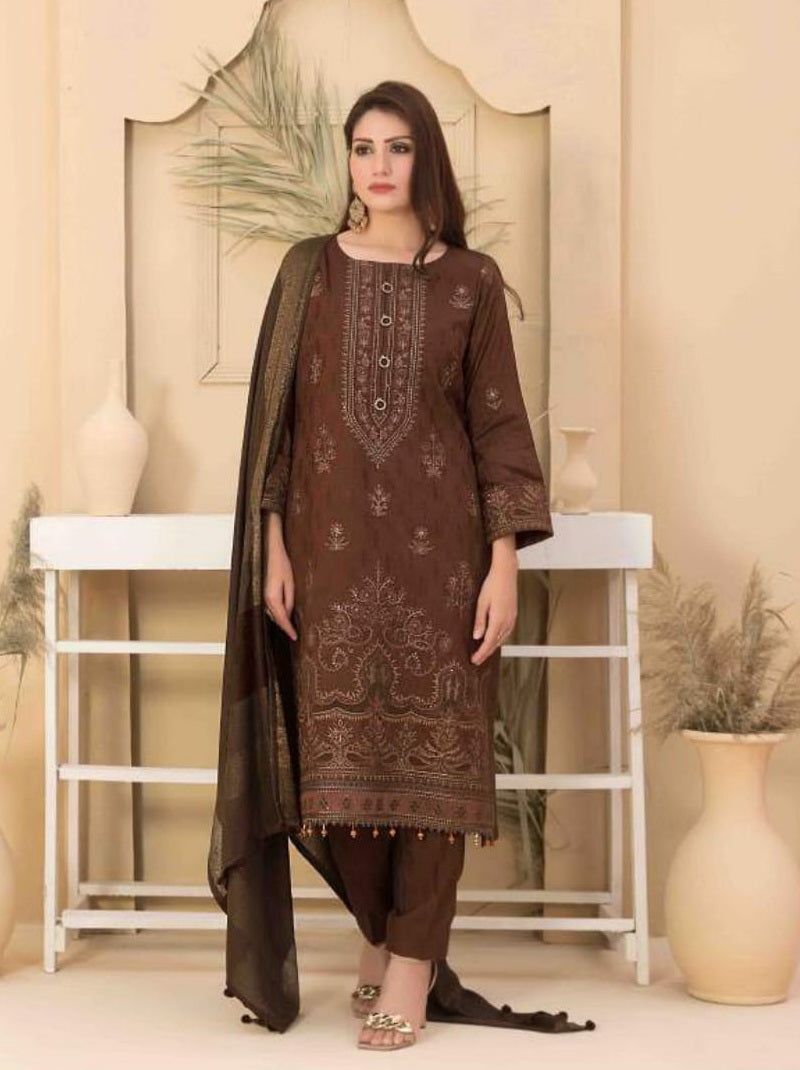 Tawakkal Fabrics Azekha Unstitched Laserkari Jacquard 3Pc Suit D-8057