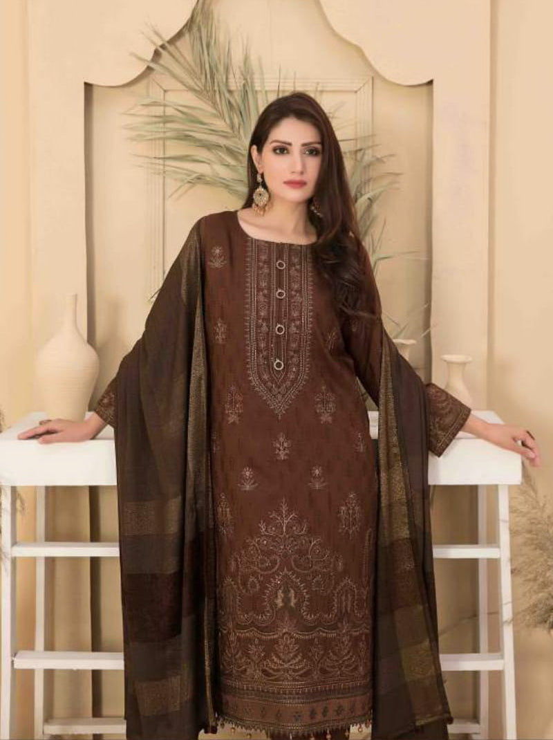 Tawakkal Fabrics Azekha Unstitched Laserkari Jacquard 3Pc Suit D-8057