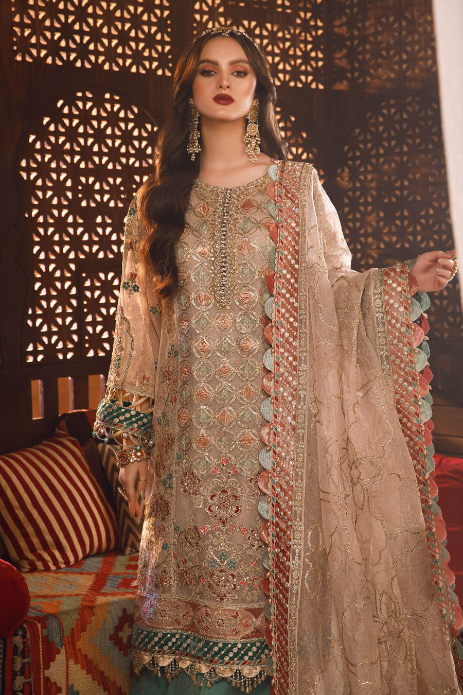 Maria.B Mbroidered Fabrics Unstitched Wedding Formal Suit BD-2507