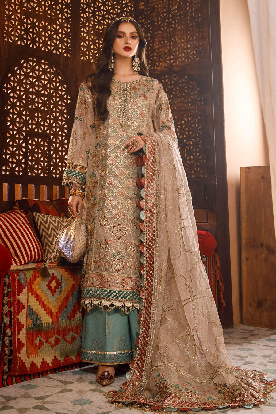 Maria.B Mbroidered Fabrics Unstitched Wedding Formal Suit BD-2507