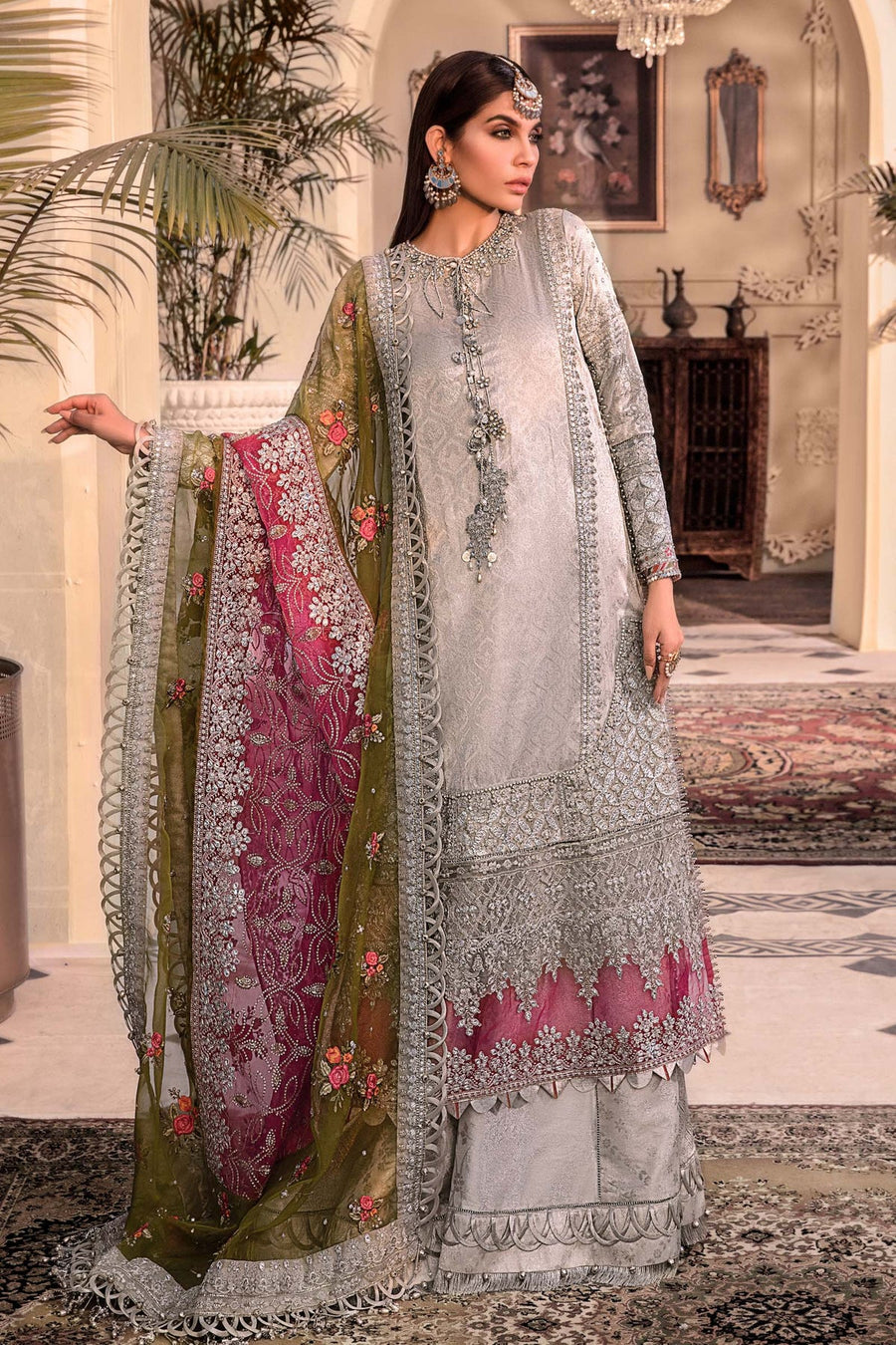 Maria B Heritage Unstitched Mbroidered Luxury Formal Suit BD-2601