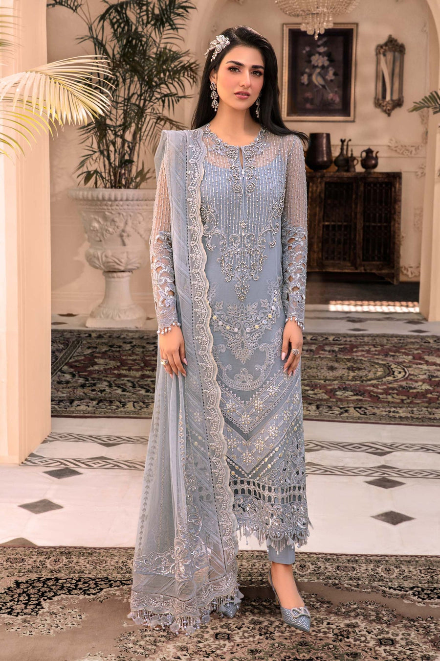 Maria B Heritage Unstitched Mbroidered Luxury Formal Suit BD-2603