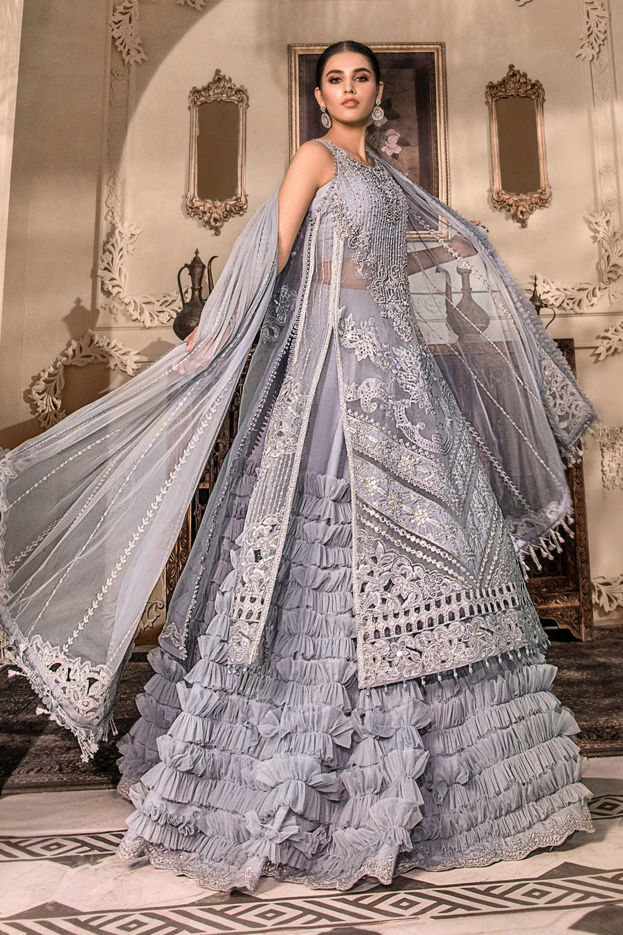 Maria B Heritage Unstitched Mbroidered Luxury Formal Suit BD-2603