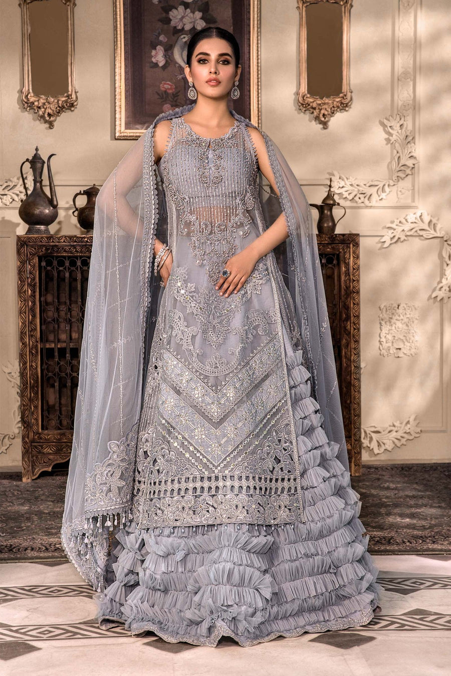Maria B Heritage Unstitched Mbroidered Luxury Formal Suit BD-2603