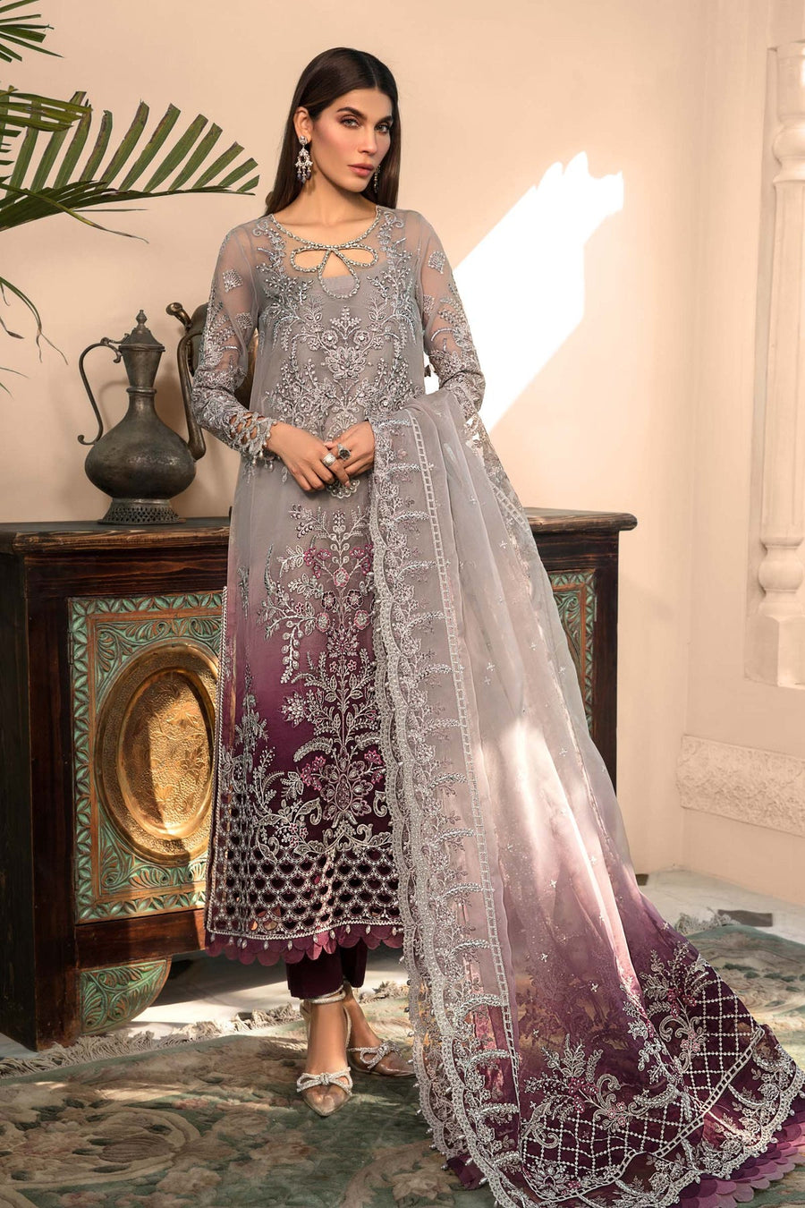 Maria B Heritage Unstitched Mbroidered Luxury Formal Suit BD-2605