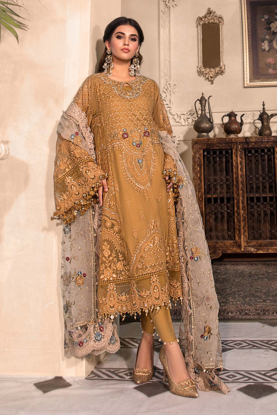 Maria B Heritage Unstitched Mbroidered Luxury Formal Suit BD-2606