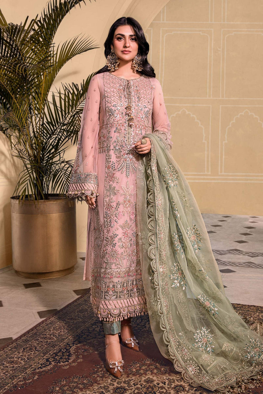 Maria B Heritage Unstitched Mbroidered Luxury Formal Suit BD-2607