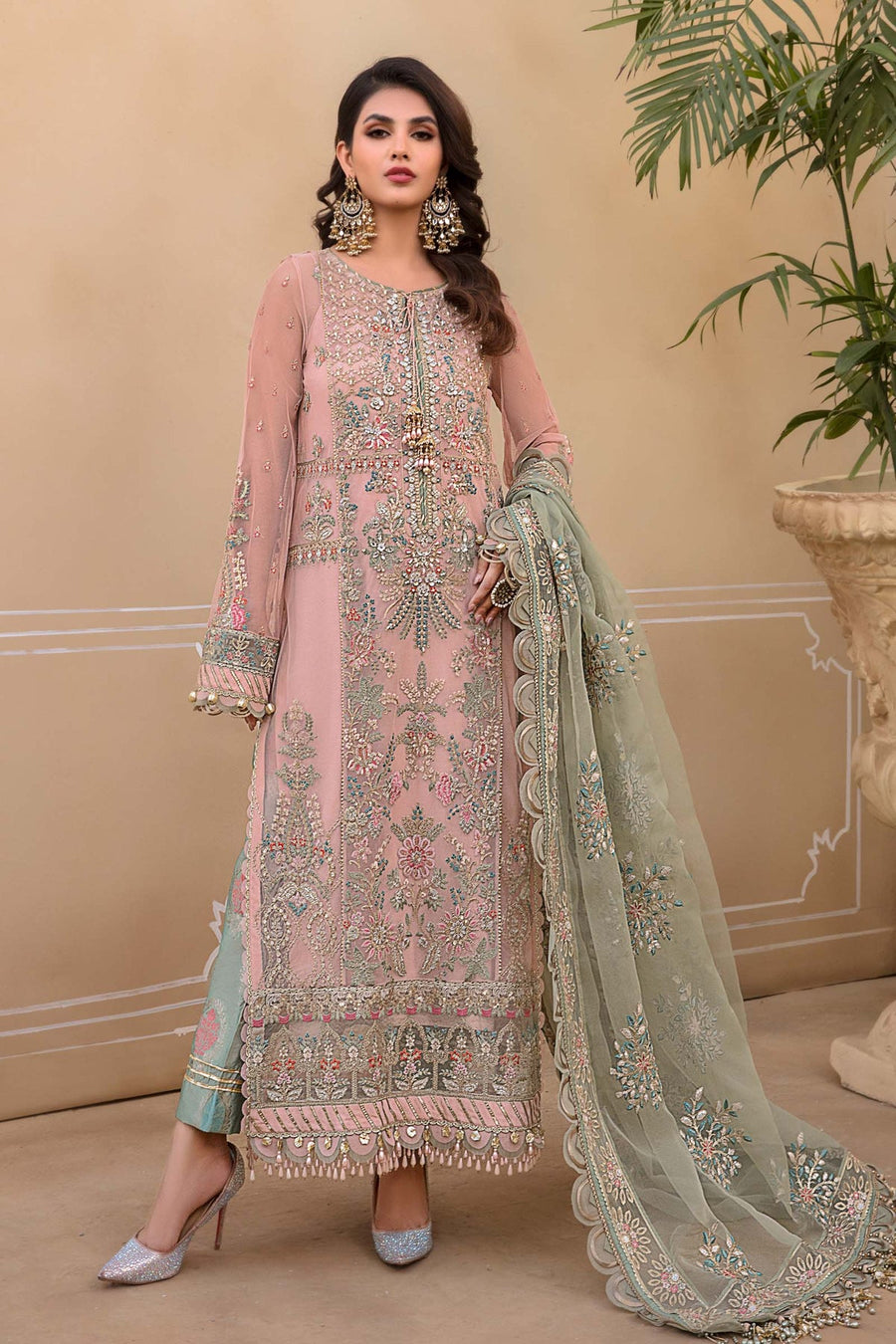Maria B Heritage Unstitched Mbroidered Luxury Formal Suit BD-2607