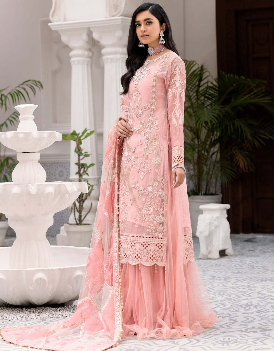 Robe by Emaan Adeel Embroidered Organza 3Pc Suit BL-303 - FaisalFabrics.pk
