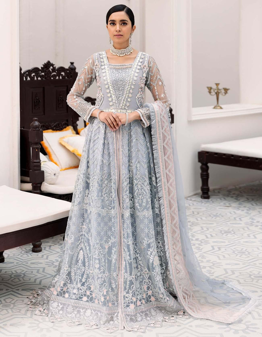 Robe by Emaan Adeel Embroidered Net 3Pc Suit BL-307 - FaisalFabrics.pk