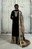 Asimah Khan Makhmal Festive Unstitched Velvet 3Pc Suit - BLACK MAGIC
