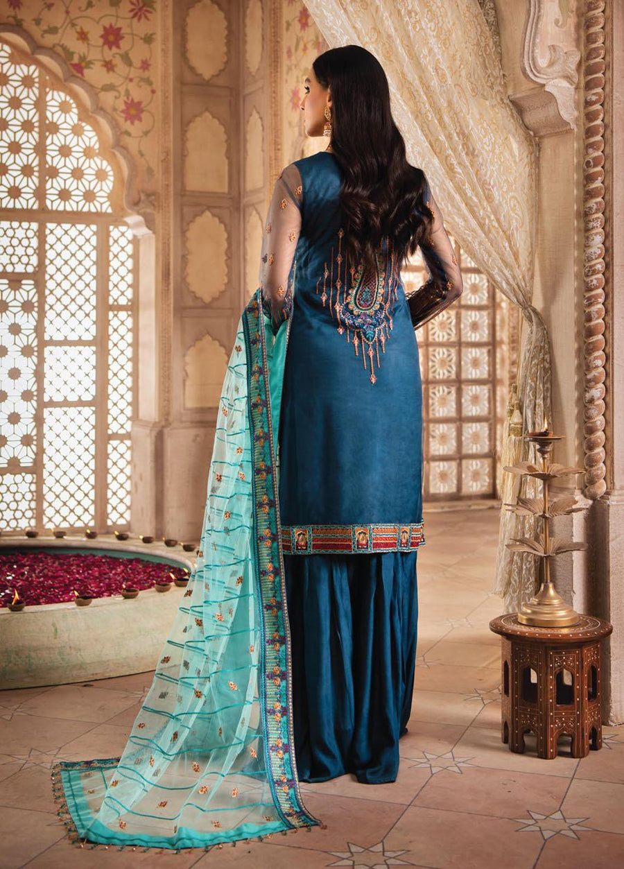 Blanche Fashion Mah e Lukah Unstitched Net 3 Piece Suit BLC-05 - FaisalFabrics.pk