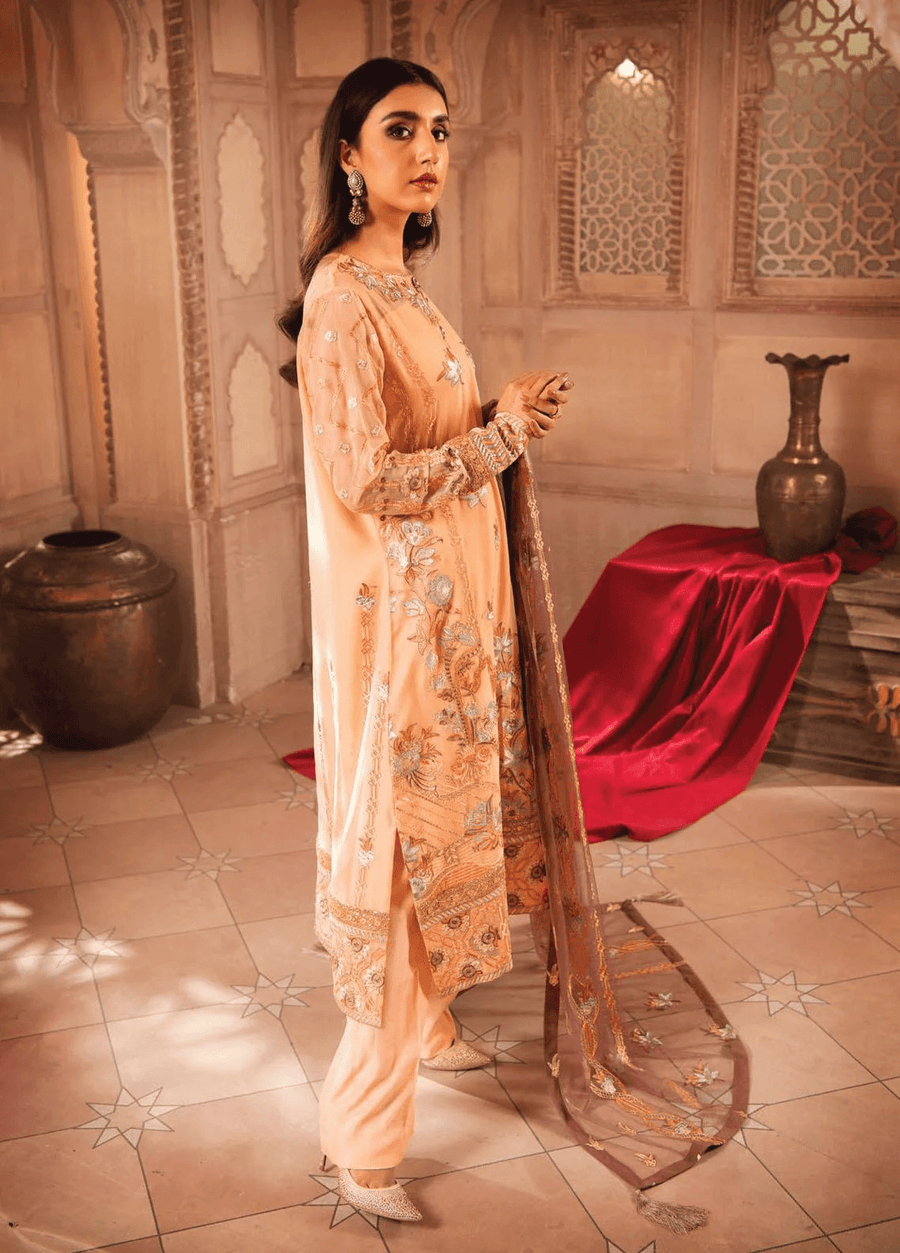 Blanche Fashion Mah e Lukah Unstitched Chiffon 3 Piece Suit BLC-08 - FaisalFabrics.pk