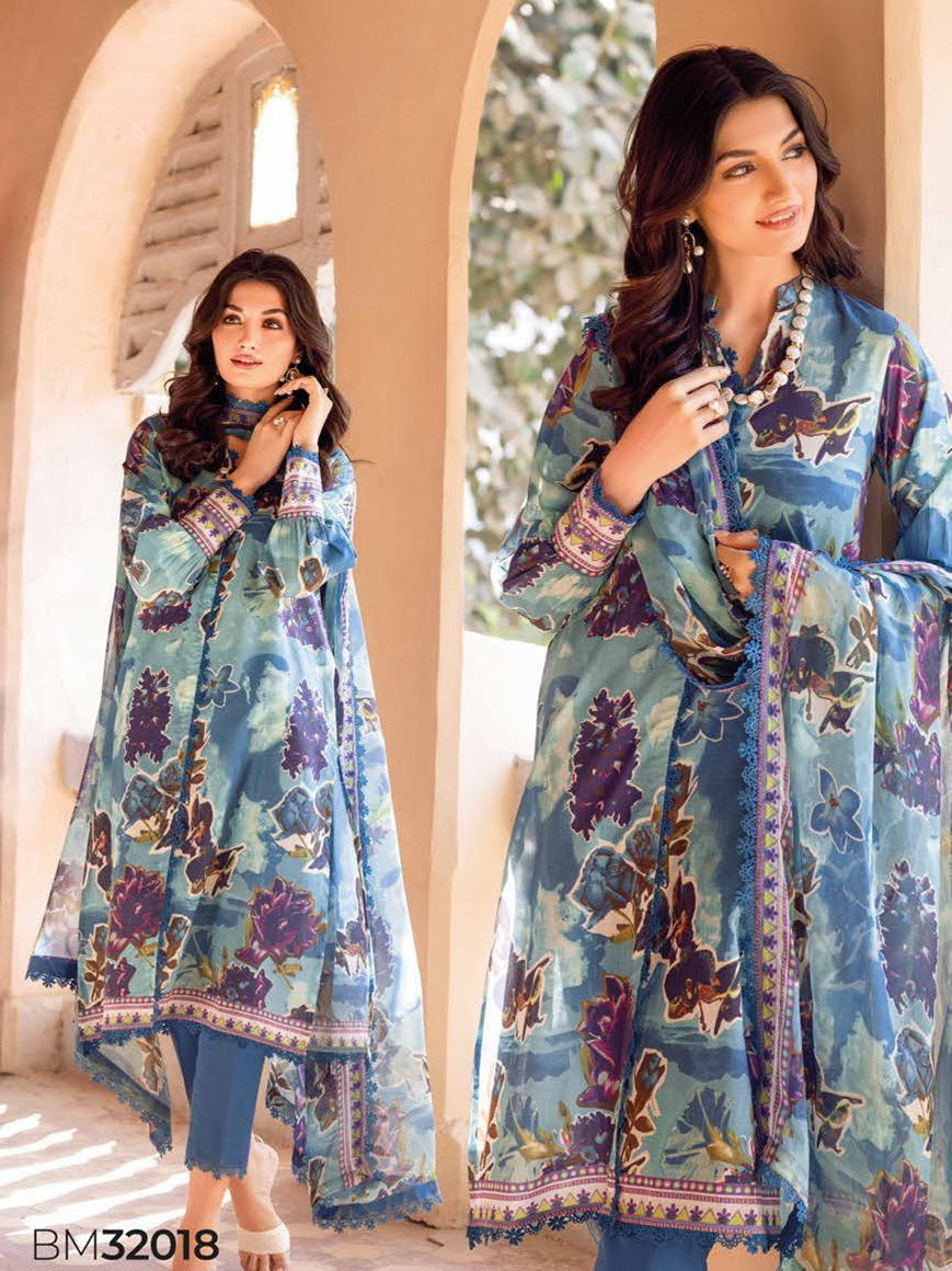 GulAhmed Summer Premium Printed Lawn Unstitched 3 Piece Suit BM-32018