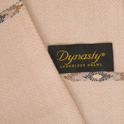 Dynasty Lux Herringbone Men's Blended Wool Shawl - Beige