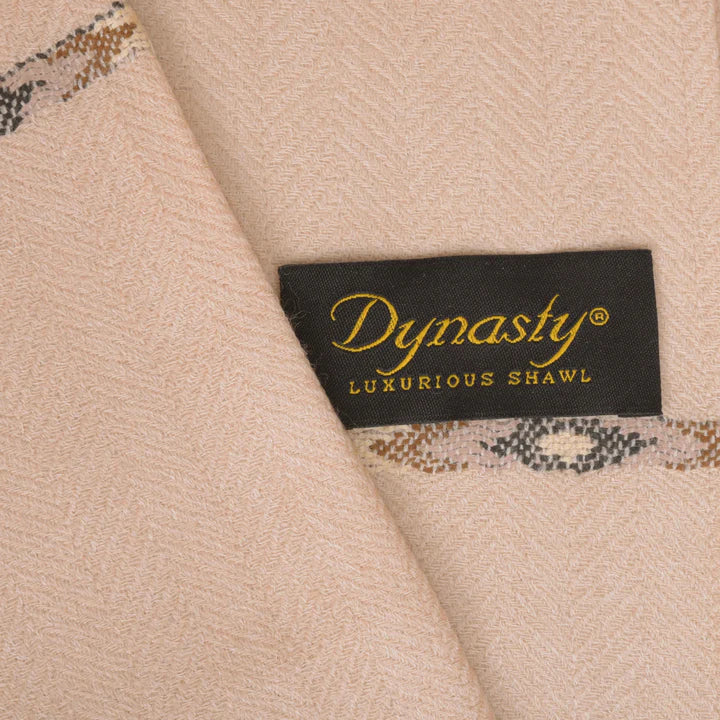 Dynasty Lux Herringbone Men's Blended Wool Shawl - Beige