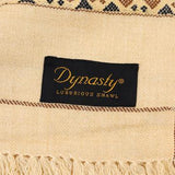 Dynasty Mens Pure Wool Super Fine Shawl Full Size - Beige - FaisalFabrics.pk