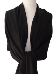 Womens Plain Black Shawl Ultra Soft and Warm Fine Wool, Full Size BWS-04 - FaisalFabrics.pk