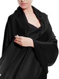 Womens Plain Black Shawl Ultra Soft and Warm Fine Wool, Full Size BWS-04 - FaisalFabrics.pk