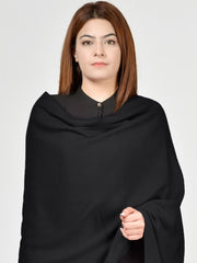 Womens Plain Black Shawl Ultra Soft and Warm Fine Wool, Full Size BWS-04 - FaisalFabrics.pk