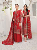 Blanche Fashion Umang Vol-01 Embroidered Chiffon 3pc Suit D-01 Garnet