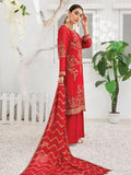 Blanche Fashion Umang Vol-01 Embroidered Chiffon 3pc Suit D-01 Garnet - FaisalFabrics.pk