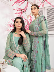 Blanche Fashion Umang Vol-01 Embroidered Chiffon 3pc Suit D-02 Ivy - FaisalFabrics.pk
