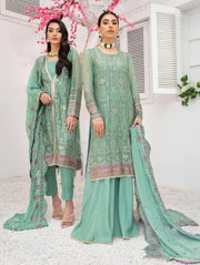 Blanche Fashion Umang Vol-01 Embroidered Chiffon 3pc Suit D-02 Ivy - FaisalFabrics.pk