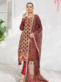 Blanche Fashion Umang Vol-01 Embroidered Chiffon 3pc Suit D-03 Rouge - FaisalFabrics.pk