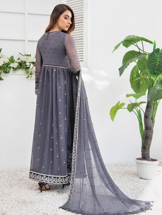 Blanche Fashion Umang Vol-01 Embroidered Chiffon 3pc Suit D-04 Nisa - FaisalFabrics.pk