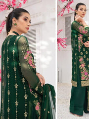 Blanche Fashion Umang Vol-01 Embroidered Chiffon 3pc Suit D-05 Nova - FaisalFabrics.pk
