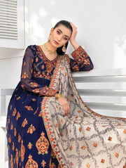 Blanche Fashion Umang Vol-01 Embroidered Chiffon 3pc Suit D-07 Zaina - FaisalFabrics.pk
