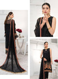 Blanche Fashion Umang Vol-01 Embroidered Chiffon 3pc Suit D-09 Onyx - FaisalFabrics.pk