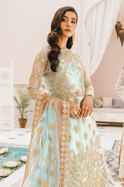 MASHQ Premium Embroidery Wedding Collection 3pc Suit Blue Age MX-02 - FaisalFabrics.pk