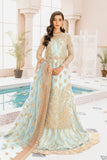 MASHQ Premium Embroidery Wedding Collection 3pc Suit Blue Age MX-02 - FaisalFabrics.pk
