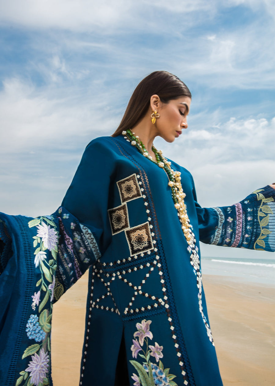 Crimson Embroidered Luxury Lawn Unstitched 3Pc Suit - Bohemian Summer (A)