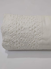 Unstitched Cotton Chikankari Embroidered Trouser Fabric Egg White TR-01 - FaisalFabrics.pk